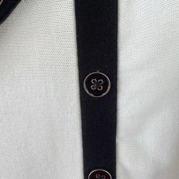 White House Black Market Sweater XS Asymmetrical Cowl Neck White Black Trim WHBM - Picture 7 of 11